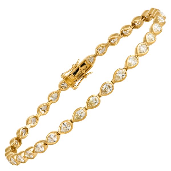 Pear Shaped Yellow Diamond Bezel Tennis Bracelet Huffords Jewelry Frontenac, MO