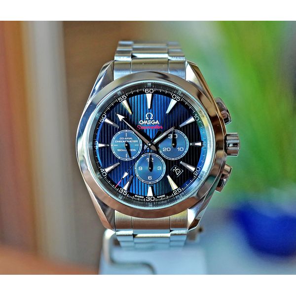 Omega Seamaster Aqua Terra Chronograph London Olympics Limited Edition Blue Dial Steel 44mm Watch Ref. 522.10.44.50.03.001 Preowned Huffords Jewelry Frontenac, MO