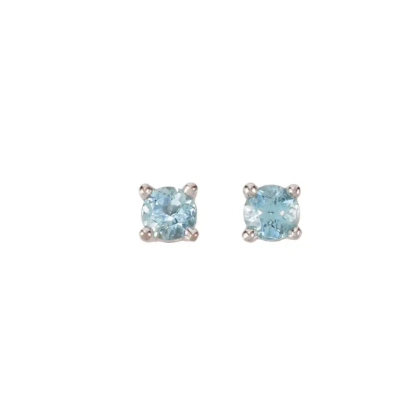 14K White Gold 3 mm Natural Blue Aquamarine Earrings Innsbruck Jewelers St. Anthony, MN