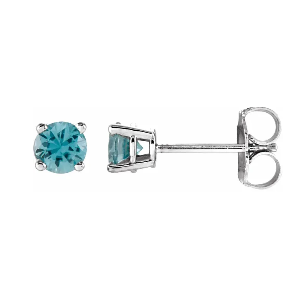 14KW 3.5MM Blue Zircon Friction Post earrings Innsbruck Jewelers St. Anthony, MN