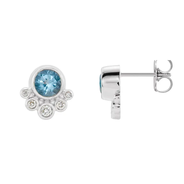 14kt White Gold Aquamarine & 1/8 ct tw Diamond Earrings Innsbruck Jewelers St. Anthony, MN