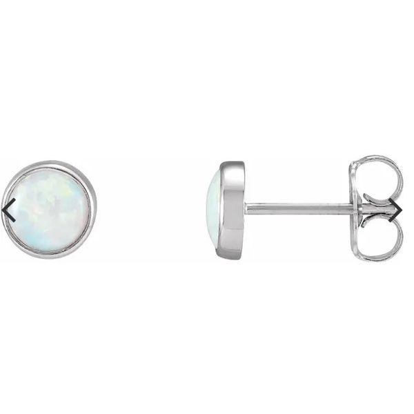 14K White Natural Opal Earring 5MM Innsbruck Jewelers St. Anthony, MN