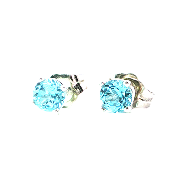 14KWG 4MM Natural Swiss Blue Topaz Friction Back Earrings Innsbruck Jewelers St. Anthony, MN