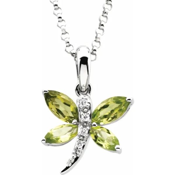 14kt White Peridot & .02 CTW Diamond 18