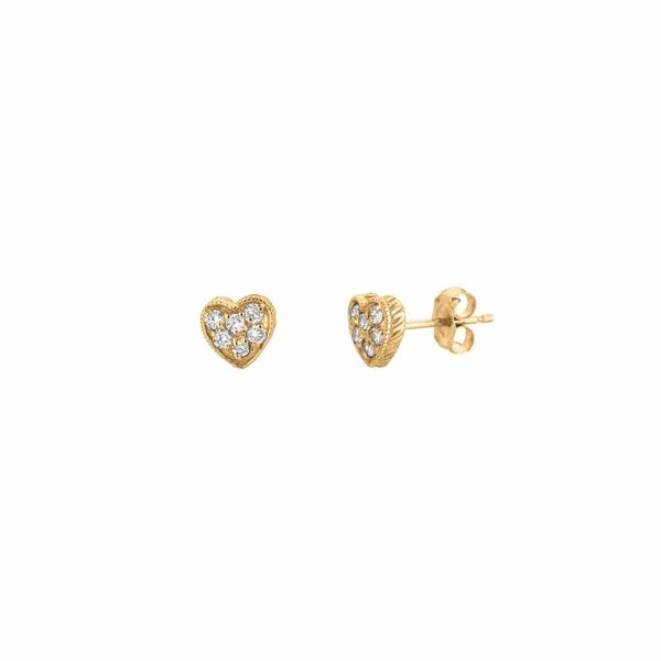 Yellow Gold Diamond Heart Studs Jais Providenciales, 