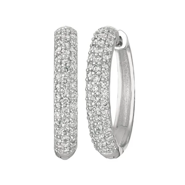 White Gold Pave Diamond Huggies Jais Providenciales, 