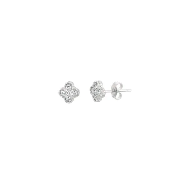 White Gold Clover Diamond Studs Jais Providenciales, 