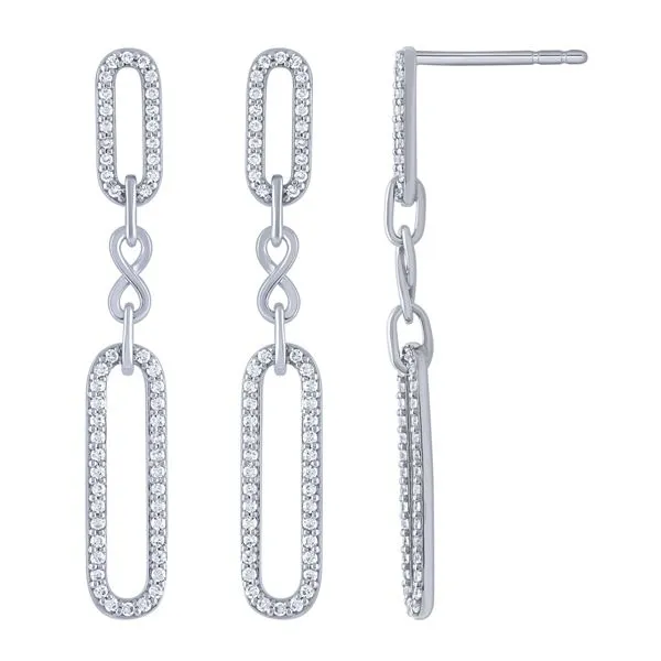 White Gold Infinity Paperclip Diamond Drop Earrings Jais Providenciales, 