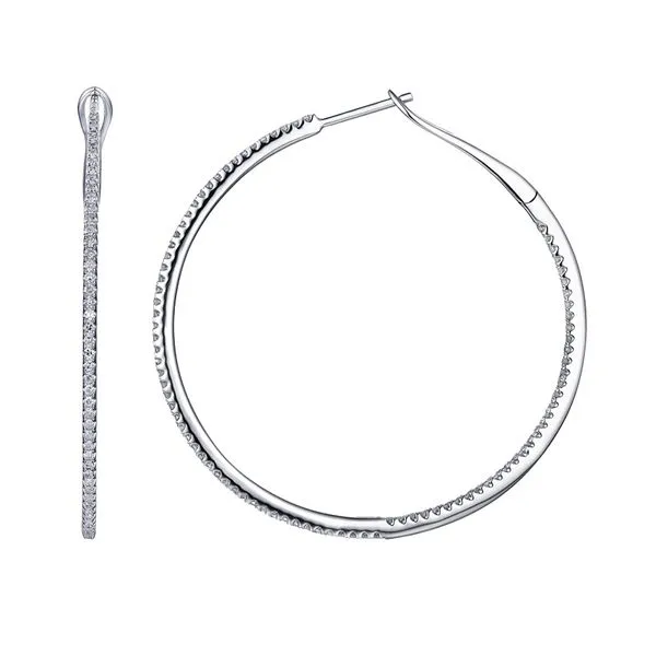Thin White Gold Inside-Out Diamond Hoops Jais Providenciales, 
