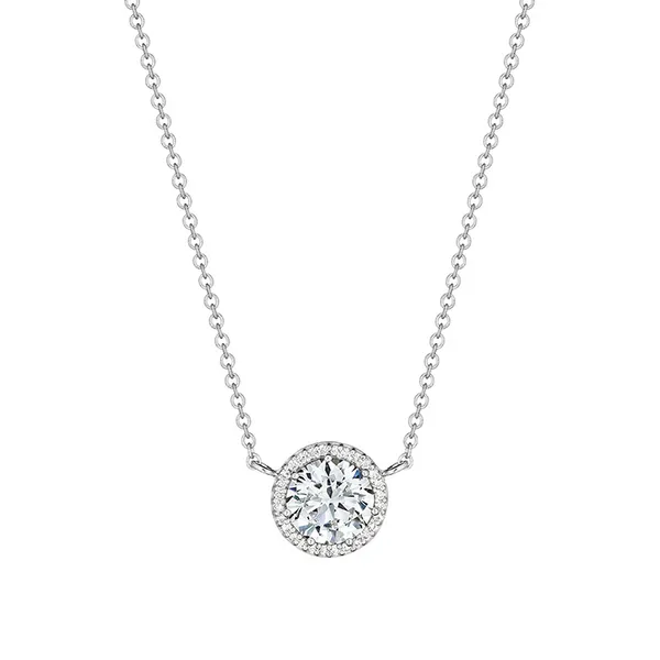 Diamond Solitaire Halo Tacori Necklace Jais Providenciales, 