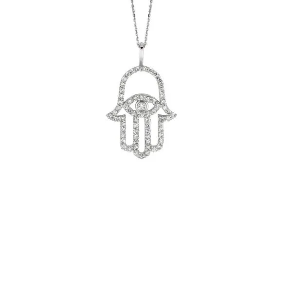 White Gold Hamsa Hand Diamond Necklace Jais Providenciales, 
