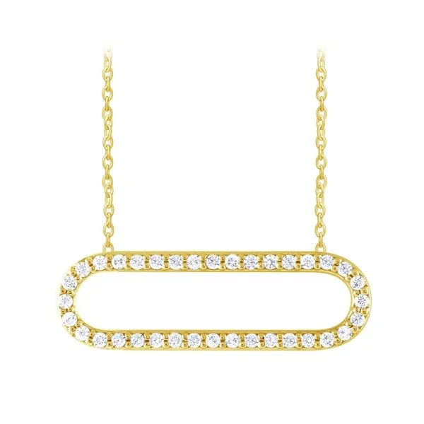 Yellow Gold Diamond Paperclip Bar Necklace Jais Providenciales, 