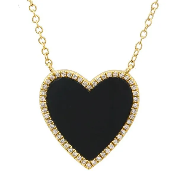Diamond Heart Necklace with Onyx Jais Providenciales, 