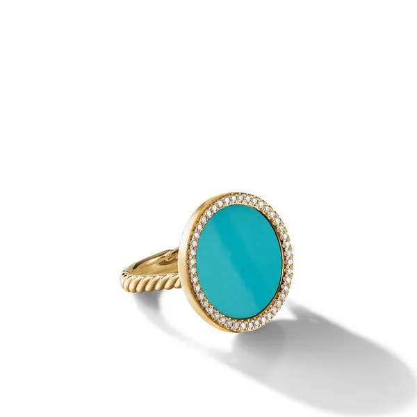 DY Elements Ring in 18K Yellow Gold with Turquoise and Pavé Diamonds Jais Providenciales, 