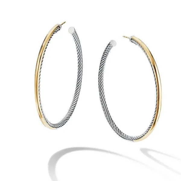 Sculpted Cable Hoop Earrings with 18K Yellow Gold Jais Providenciales, 