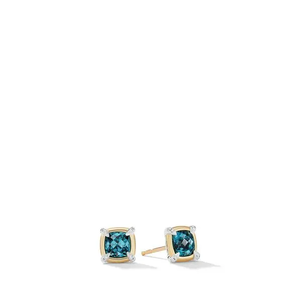 Petite Chatelaine Stud Earrings with Hampton Blue Topaz Jais Providenciales, 
