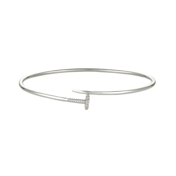 White Gold Diamond Nail Bangle Jais Providenciales, 