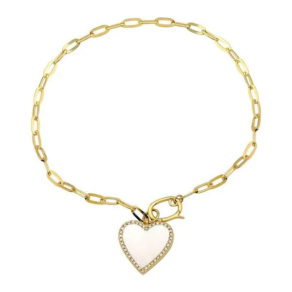 Diamond Heart Link Bracelet with Mother-of-Pearl Jais Providenciales, 