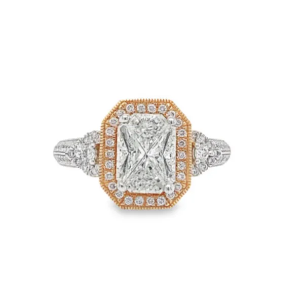 Two-Tone Emerald Cut Diamond Ring Jais Providenciales, 