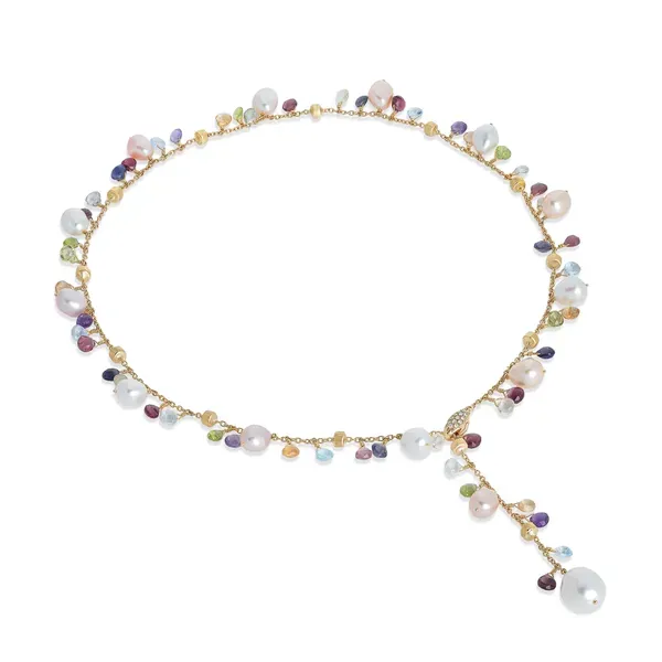 Paradise Gemstone and Pearl Lariat Necklace Jais Providenciales, 