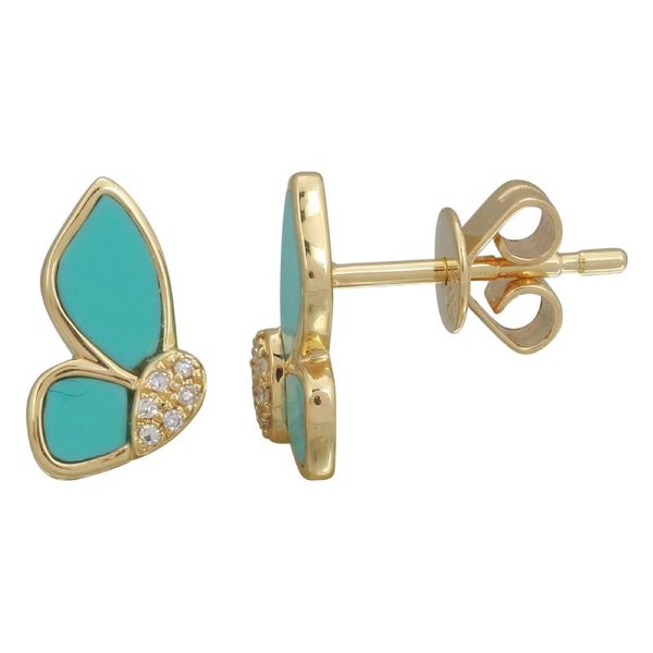 Diamond Butterfly Studs with Turquoise Jais Providenciales, 
