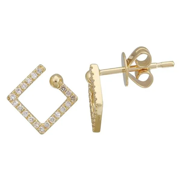 14K Gold Square Diamond Earrings Jais Providenciales, 