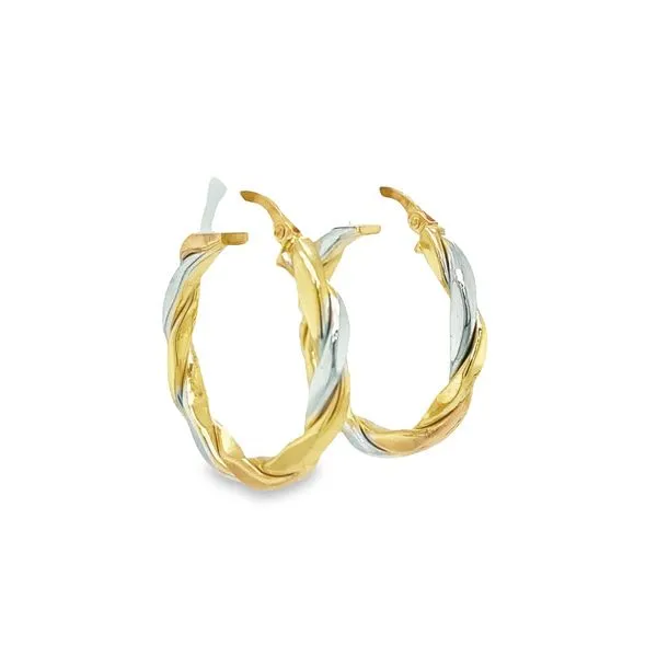 Medium Two-Tone Twisted Hoops Jais Providenciales, 