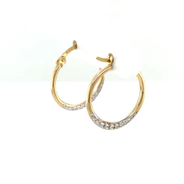 Flat Two Tone Diamond Cut Hoops Jais Providenciales, 