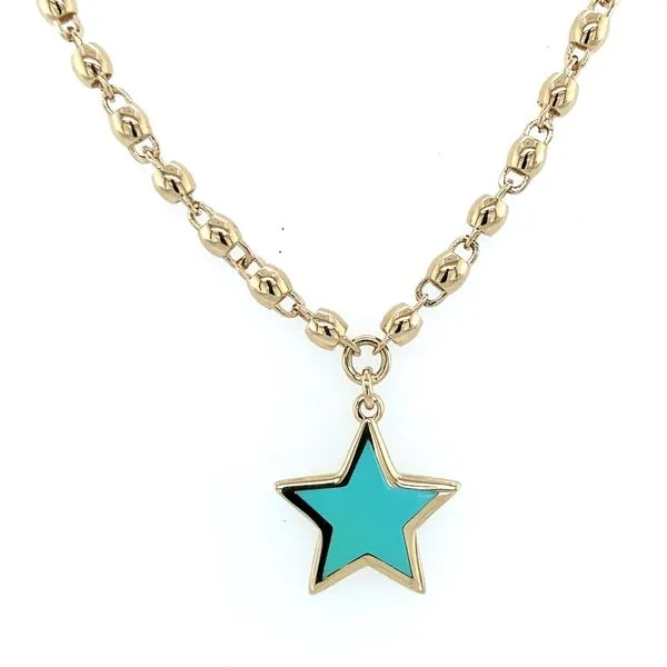 Reversible Turquoise Star Pendant Necklace Jais Providenciales, 
