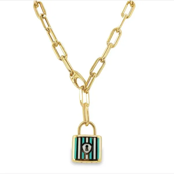 Paperclip Chain with Lock Charm Jais Providenciales, 