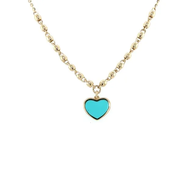 Turquoise Inlay Heart Necklace Jais Providenciales, 