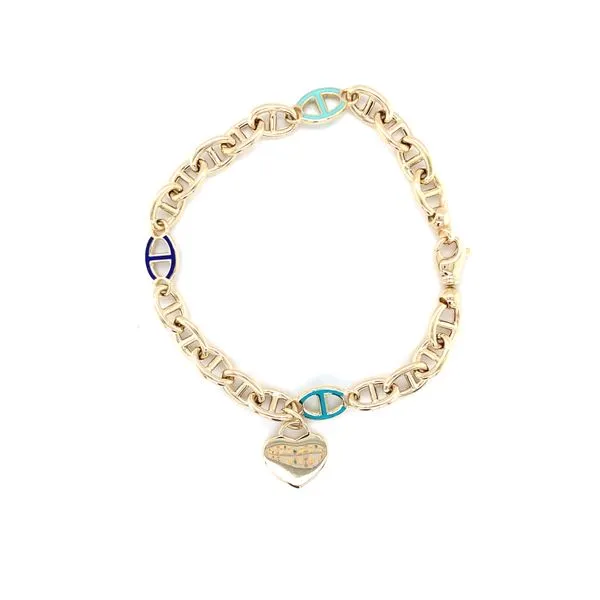 Turquoise and Navy Heart Bracelet Jais Providenciales, 