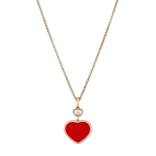 Happy Hearts Diamond Necklace with Red Stone Jais Providenciales, 