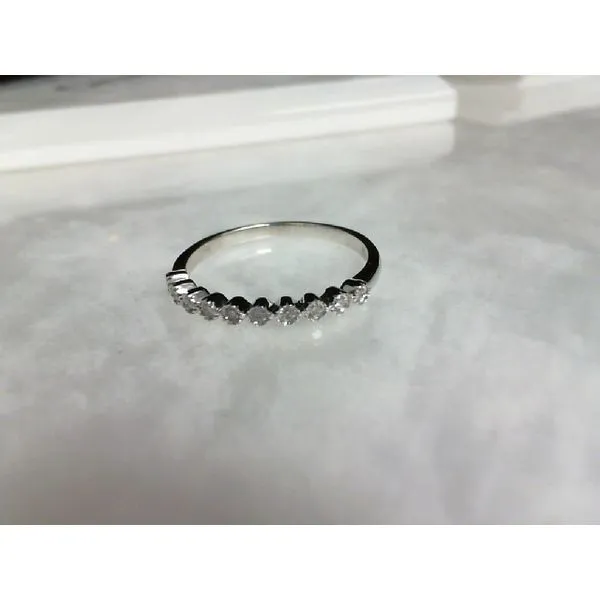 White 14K Wedding Band with Round Diamonds James Martin Jewelers Dubuque, IA