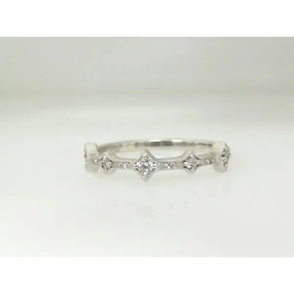 White 14 Karat Wedding Band with Round Cut Diamonds James Martin Jewelers Dubuque, IA