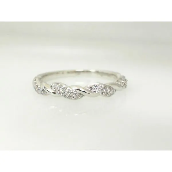 White 14K Wedding Band with Round Diamonds James Martin Jewelers Dubuque, IA