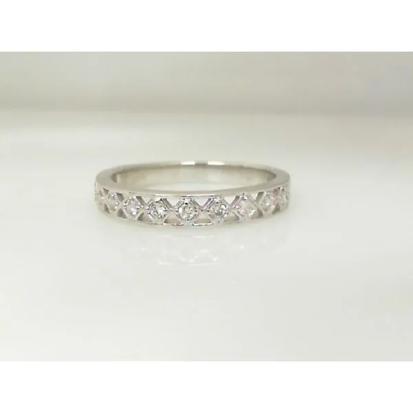 14K White Wedding Band with Diamonds James Martin Jewelers Dubuque, IA
