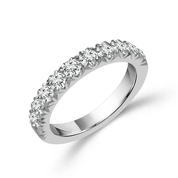 White 14K Wedding Band with Round Diamonds James Martin Jewelers Dubuque, IA