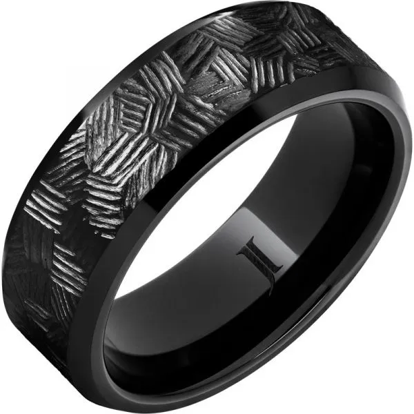 Men's Black Ceramic Band with Thicket Engraving James Martin Jewelers Dubuque, IA