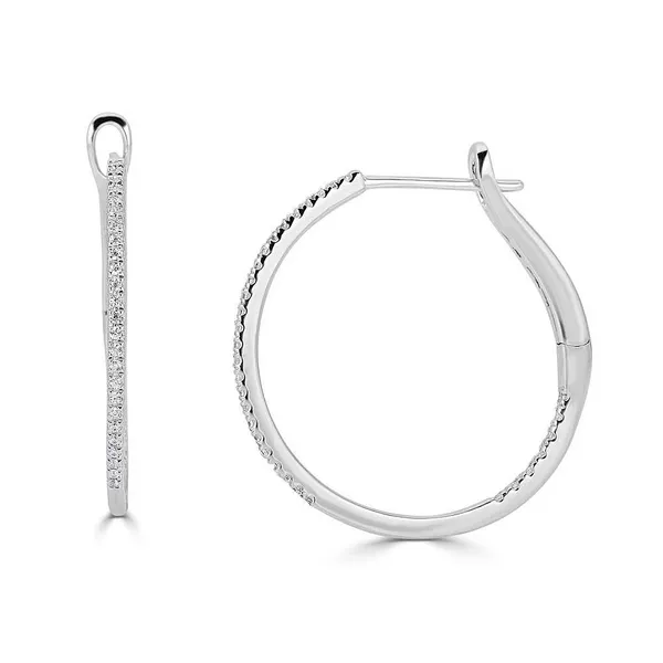 White 14 Karat Small Hoop Diamond Fashion Earrings James Martin Jewelers Dubuque, IA