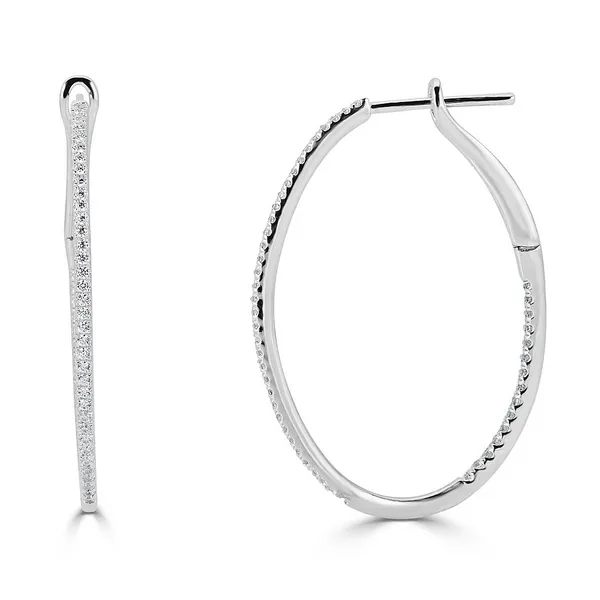 White 14Kt Large Hoop Diamond Fashion Earrings James Martin Jewelers Dubuque, IA