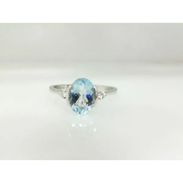 White 14 Karat Aquamarine and Diamond Ring James Martin Jewelers Dubuque, IA