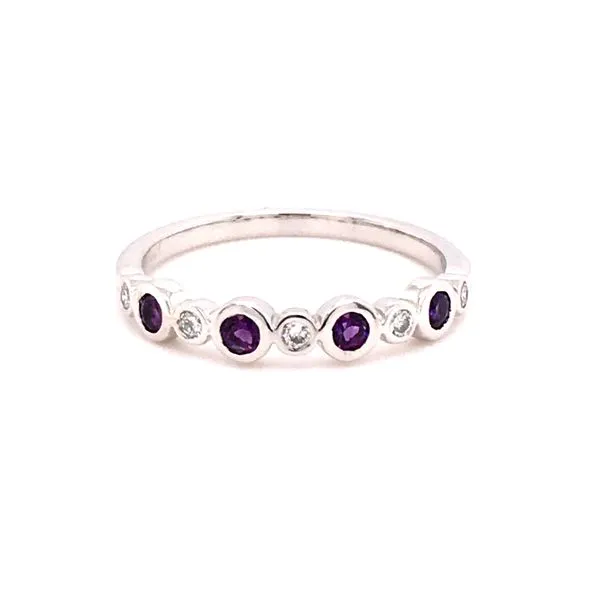 White 10 Karat Amethyst and Diamond Ring James Martin Jewelers Dubuque, IA