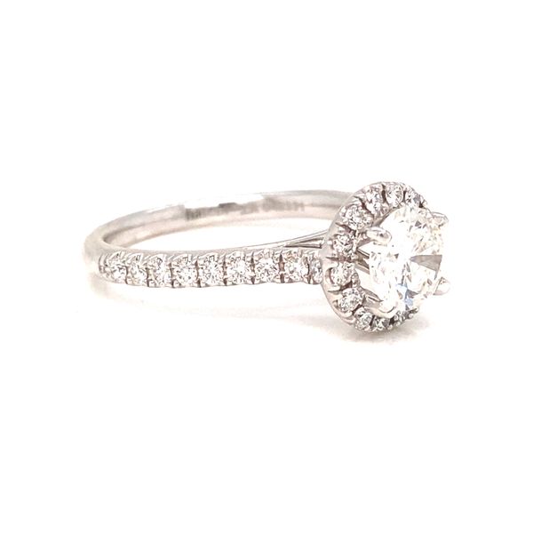 14K White Gold Round Brilliant Cut Diamond Halo Engagement Ring Image 3 Jaymark Jewelers Cold Spring, NY