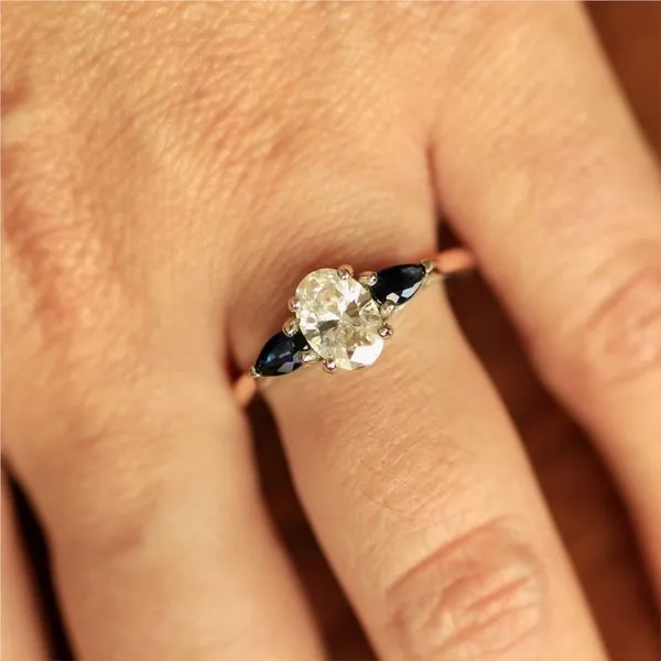 14K Rose and White Gold Diamond and Sapphire Engagement Ring Image 4 Jaymark Jewelers Cold Spring, NY