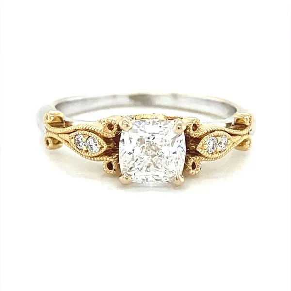 14K Yellow Gold Vintage Style Cushion Cut Diamond Engagement Ring Jaymark Jewelers Cold Spring, NY