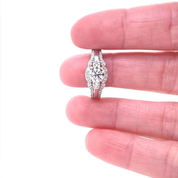 14K White Gold 3-Stone Round Brilliant Cut Diamond Engagement Ring Image 2 Jaymark Jewelers Cold Spring, NY