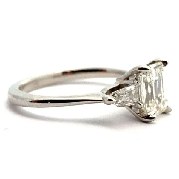 Platinum Emaerald Cut Three Stone Engagement Ring Image 2 Jaymark Jewelers Cold Spring, NY