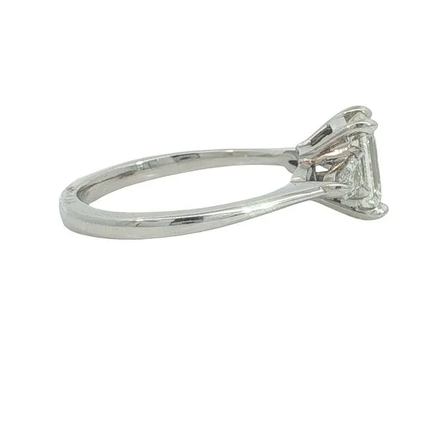 Platinum Emaerald Cut Three Stone Engagement Ring Image 3 Jaymark Jewelers Cold Spring, NY
