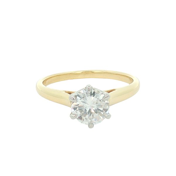 18k Yellow and Platinum Solitaire Engagement Ring Jaymark Jewelers Cold Spring, NY